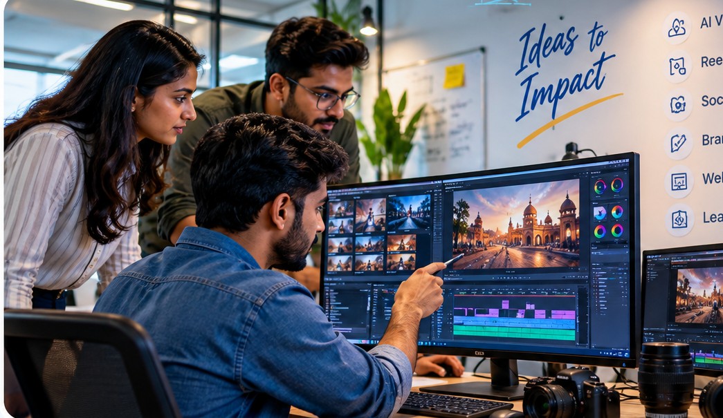 Indian digital marketing team collaborating in a modern office